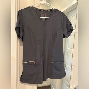 Cherokee Statement Women Scrubs Top & Bottom Petite XS Pewter (Charcoal) set